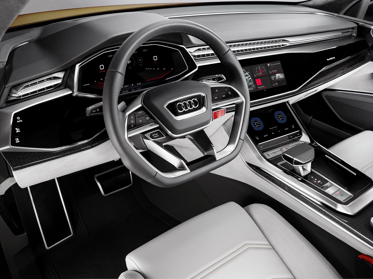 Audi presenteert op de Autosalon van Gen?ve een tweede uitvoering van de Q8 Concept. Deze keer staat de auto in sportieve kledij op de beursvloer, als mild hybrid.