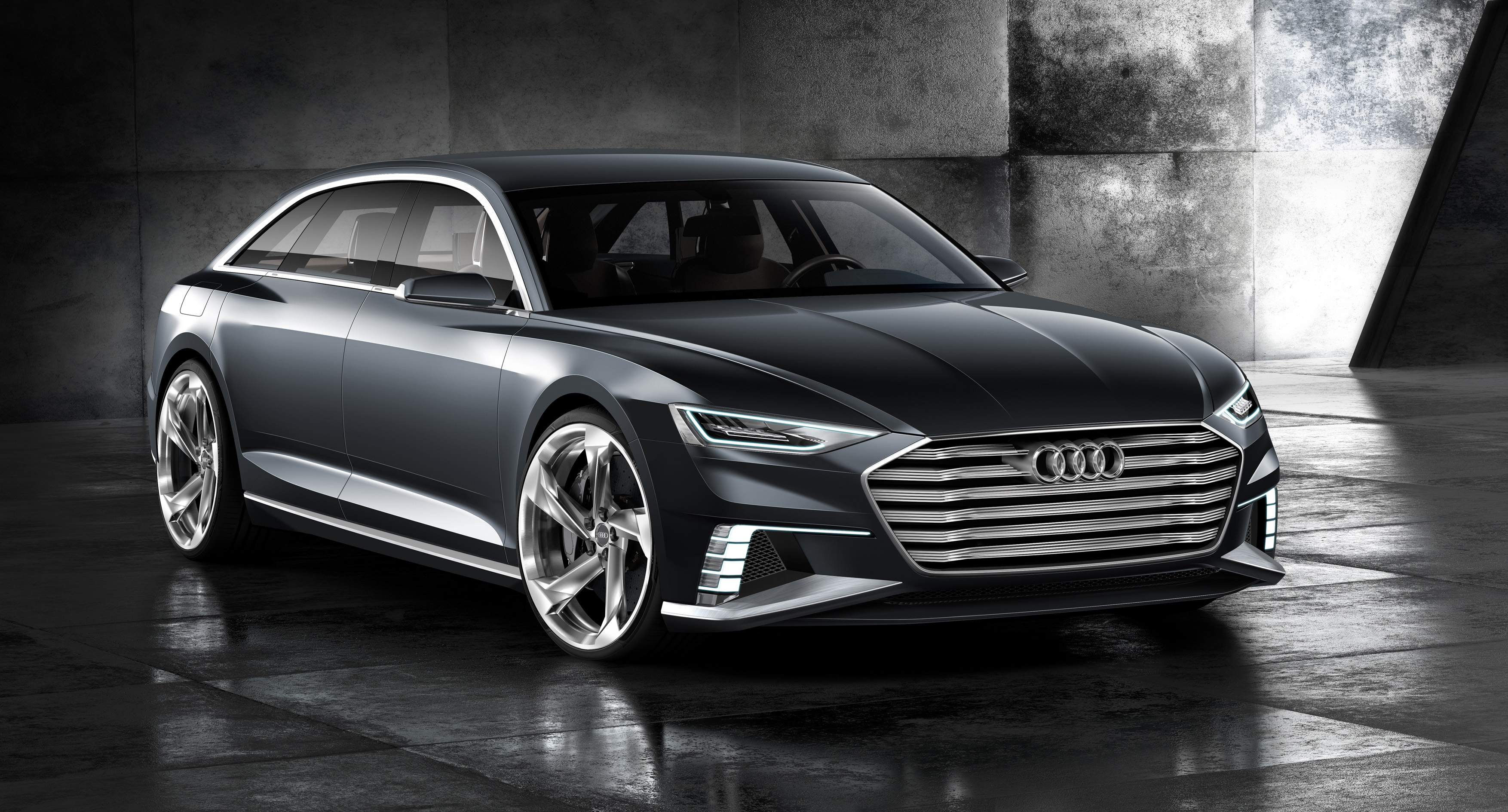 De Audi prologue Avant show car is een plug-in hybride Audi met e-tron quattro, voorzien van de 3.0 TDI en elektromotor. Zijn debuut beleeft hij op de Autosalon van Genve 2015.