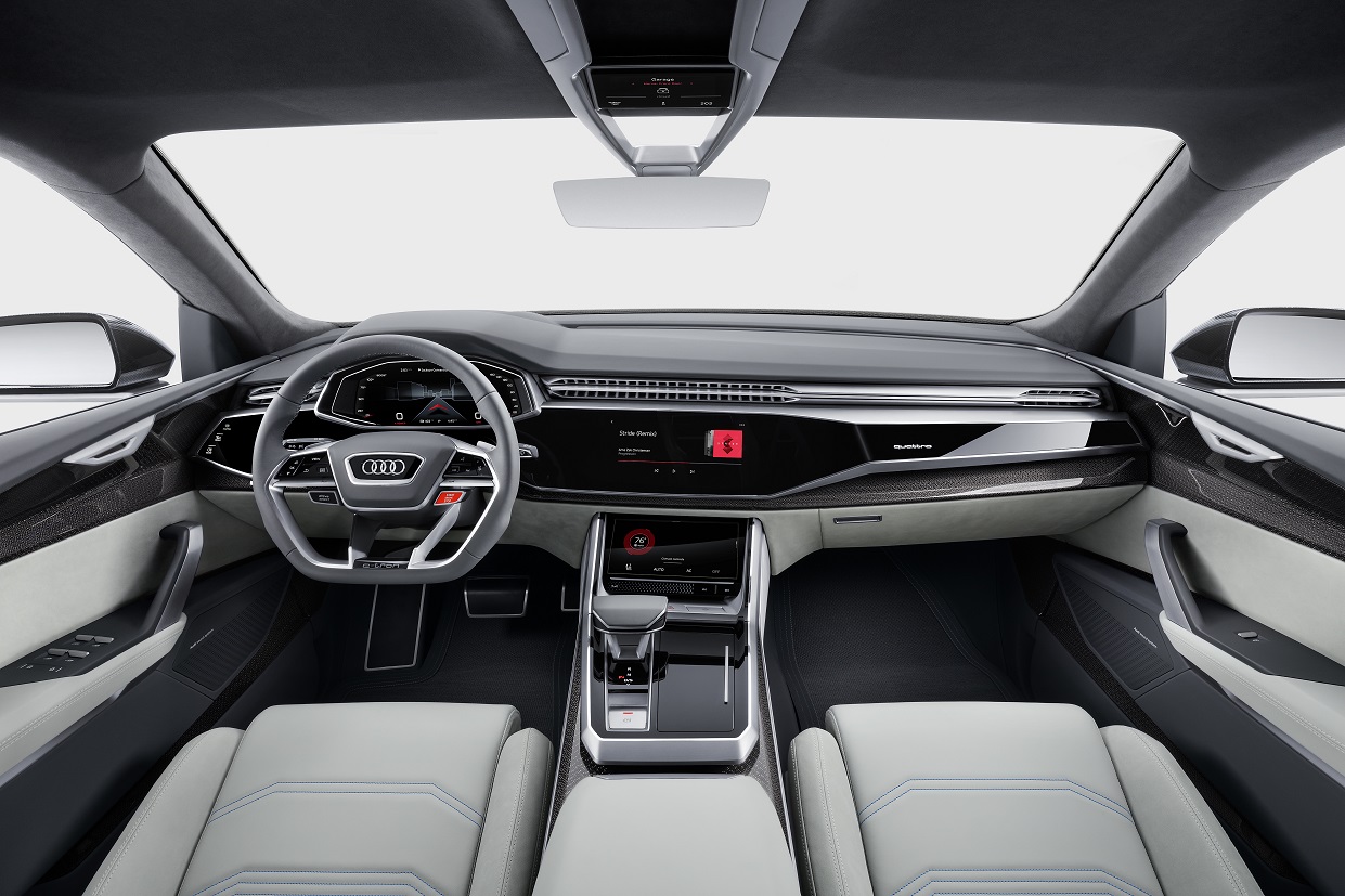 Audi toont op de North American International Auto Show de Q8 Concept, een voorbode voor een SUV boven de Q7. De auto heeft een plug-in hybride aandrijflijn en beschikt over virtual reality.