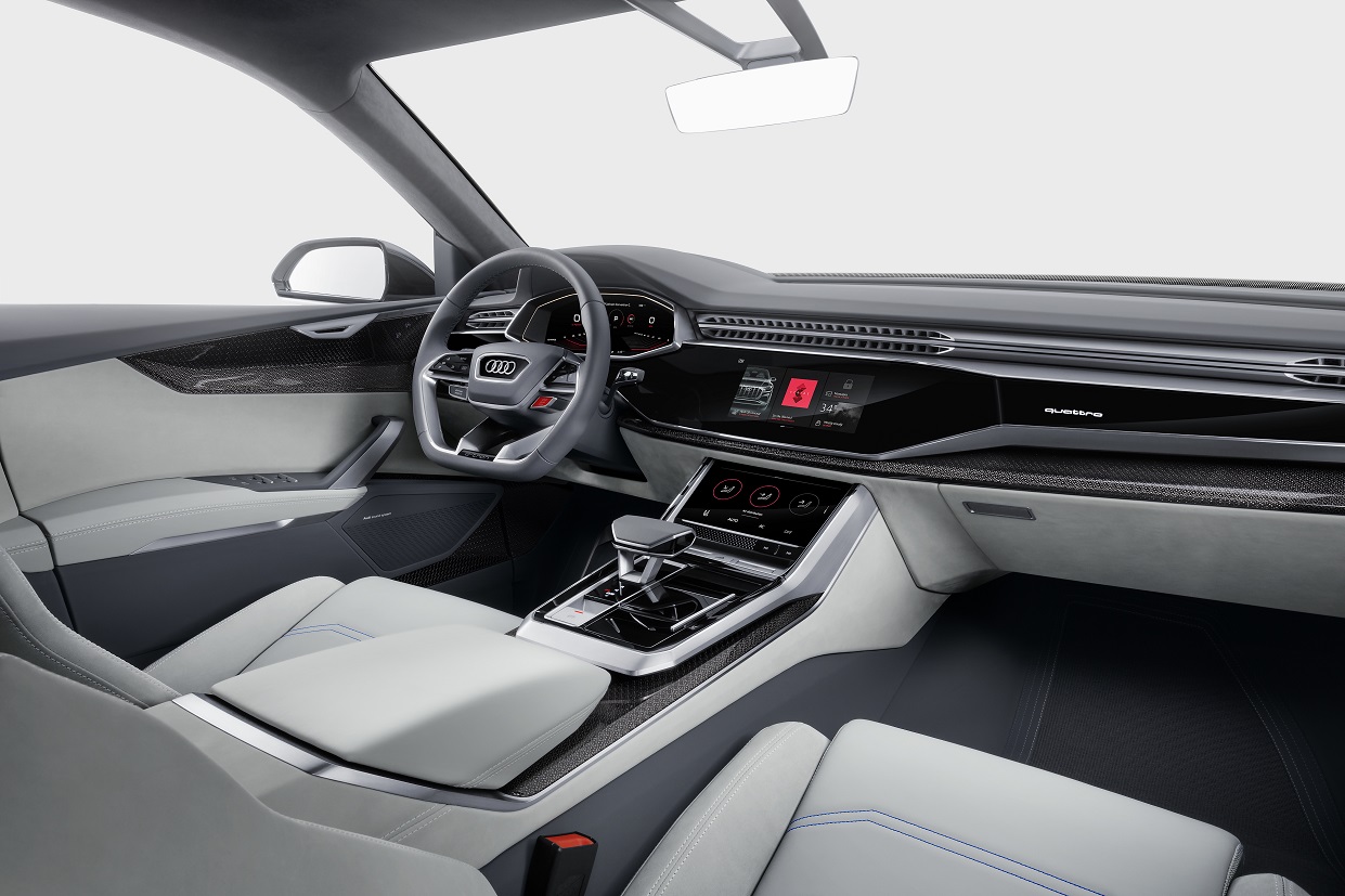 Audi toont op de North American International Auto Show de Q8 Concept, een voorbode voor een SUV boven de Q7. De auto heeft een plug-in hybride aandrijflijn en beschikt over virtual reality.