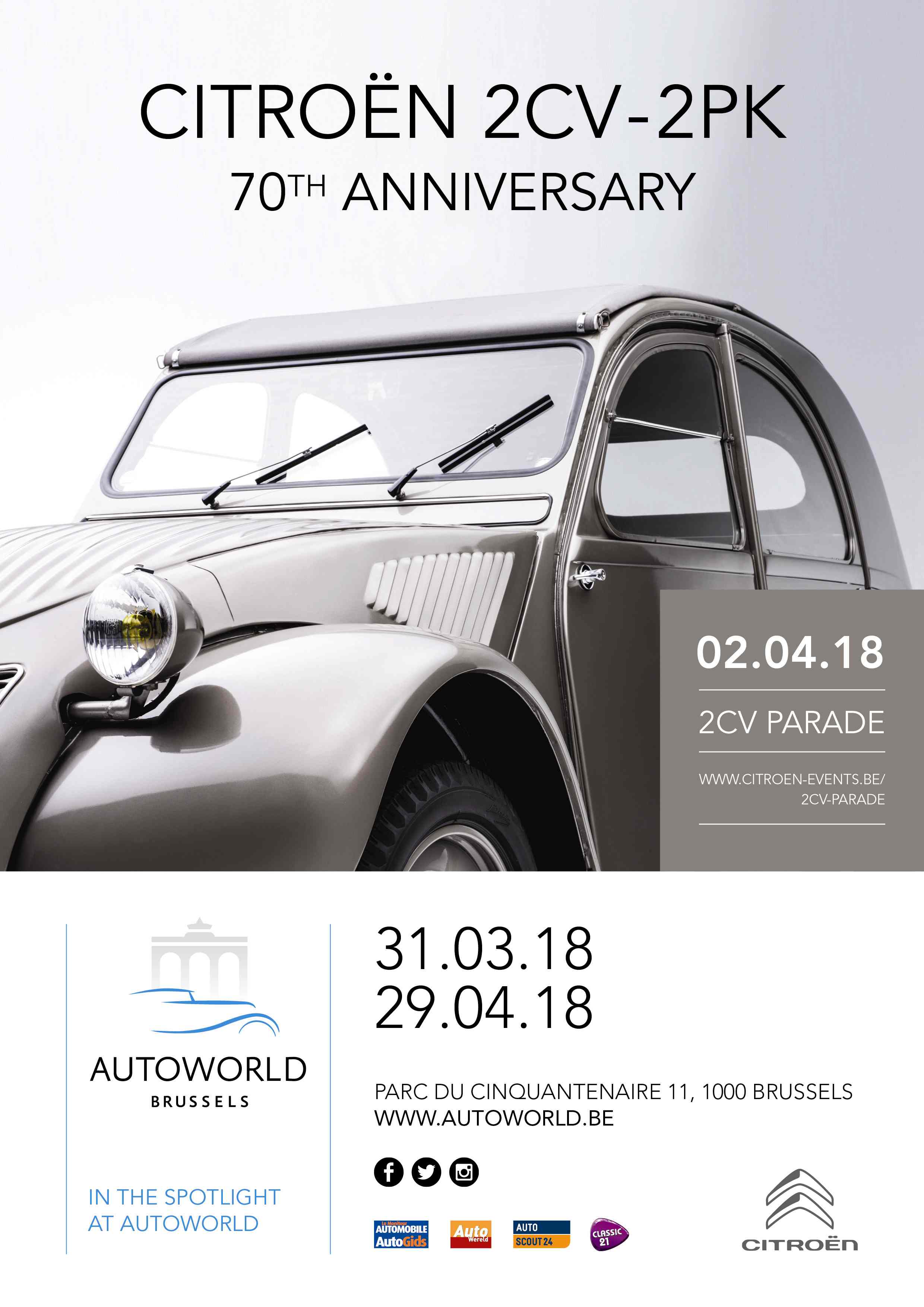 Op tweede paasdag vindt er bij museum Autoworld in Brussel een Citron 2CV evenement plaats.