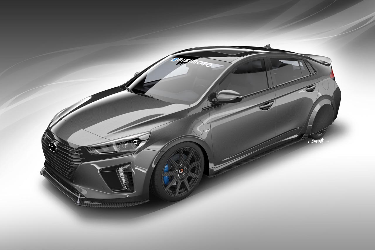 Bisimoto Engineering zet op de SEMA in Las Vegas een op zuinigheid afgestemde Hyundai Ioniq.