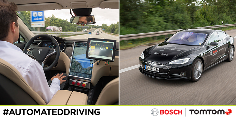 TomTom en Bosch ontwikkelen nauwkeurige kaartdata om de zelfrijdende auto vanaf 2020 veilig autonoom te laten rijden.