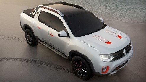 Het Renault Design Center in Latijns-Amerika heeft zich uitgeleefd op de Dacia Duster. Het resultaat is deze Oroch Concept, een pick-up met ruimte voor vijf personen en de nodige bagage.