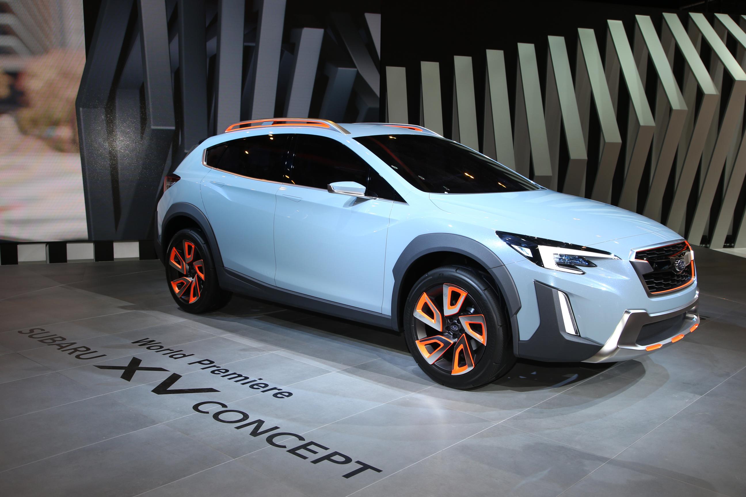 De nieuwe Subaru XV gaat er ongeveer zo uit zien. De Japanners presenteren het studiemodel op de Autosalon van Geneve 2016.