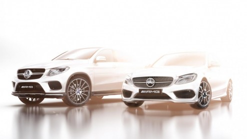 Debuut van AMG Sport modellen op de stand van Mercedes-Benz tijdens de Detroit Auto Show 2015. Eerste blik op C-Klasse Coup en GLE?