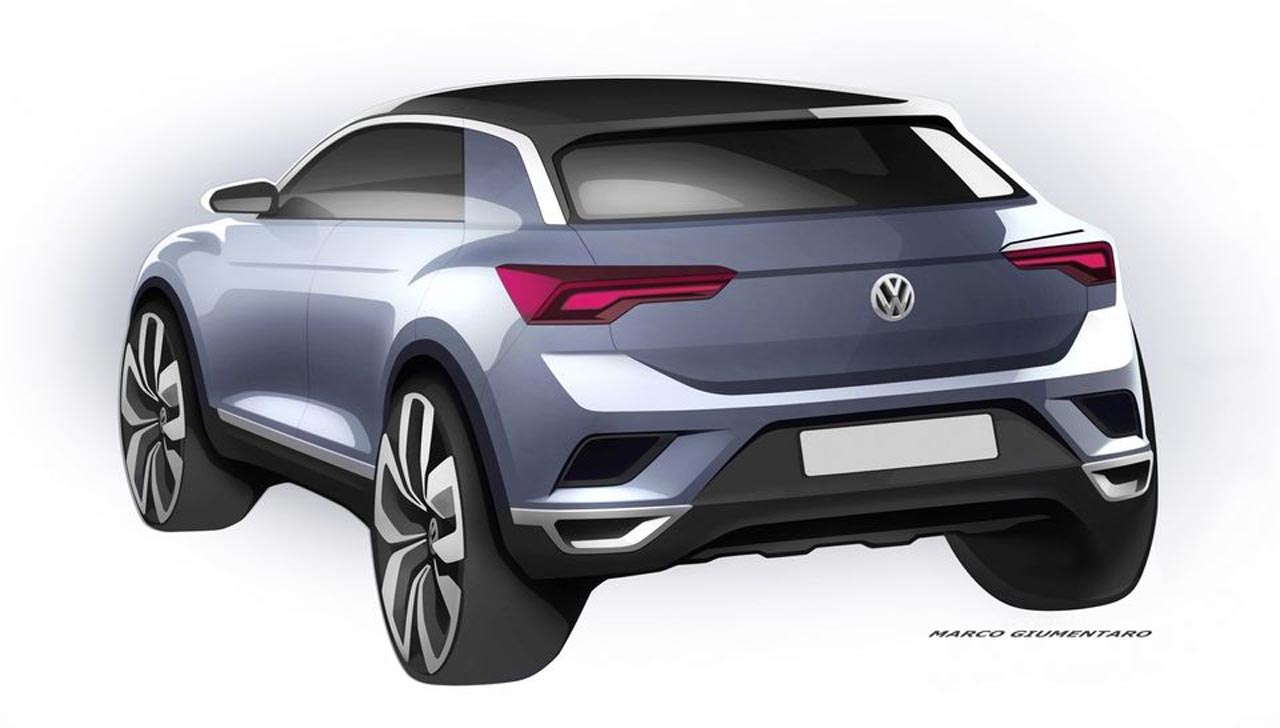 Volkswagen laat vlak voor de onthulling nog even twee designschetsen van de T-Roc zien.
