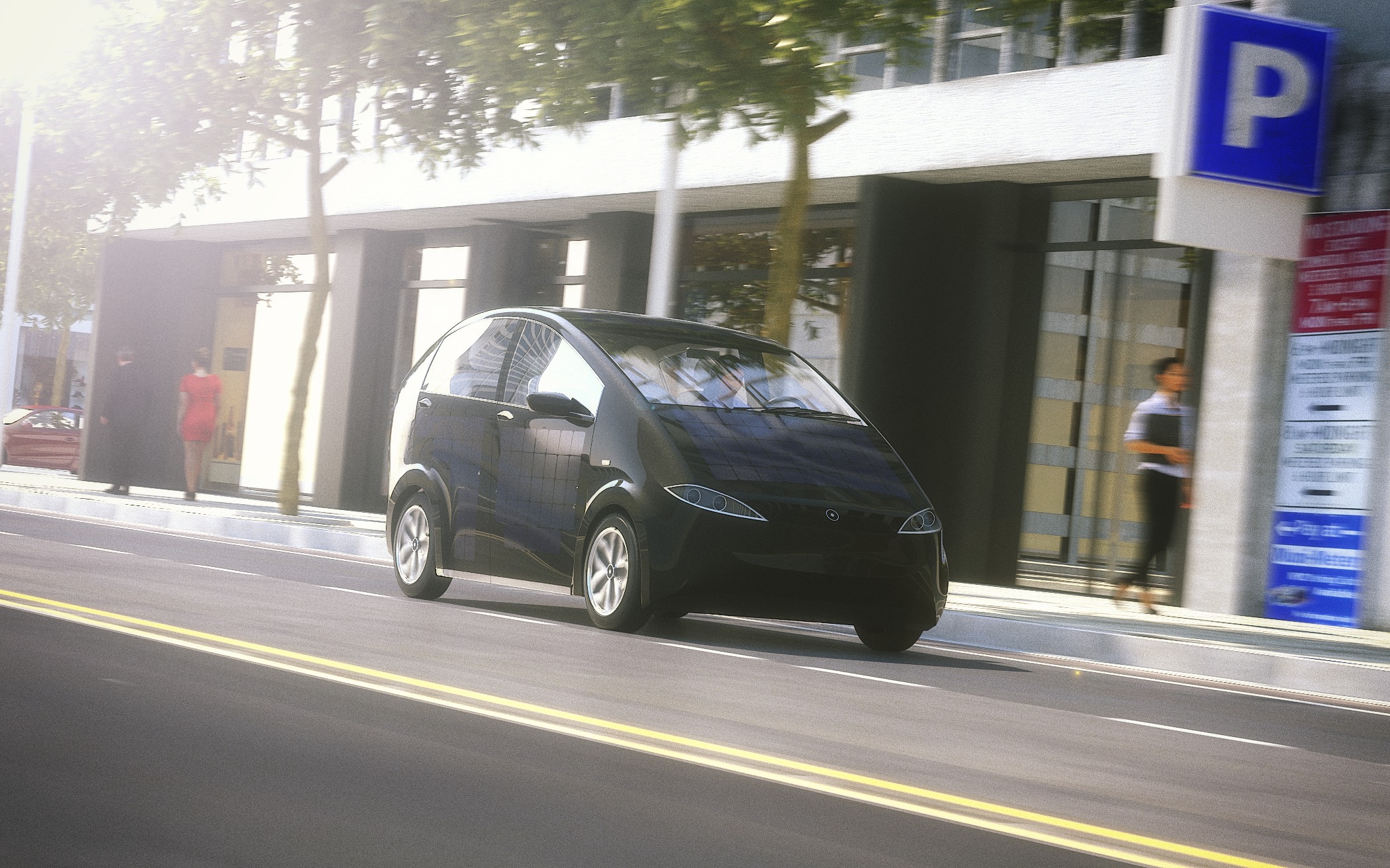 Het Duitse Sono Motors presenteert de Sion, een elektrisch stadsautootje dat zichzelf kan opladen via zonnepanelen op de carrosserie.