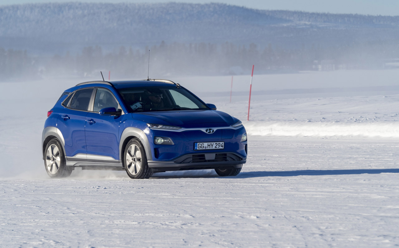 Hyundai testte de nieuwe Kona Electric en Nexo onder extreme winterse omstandigheden.