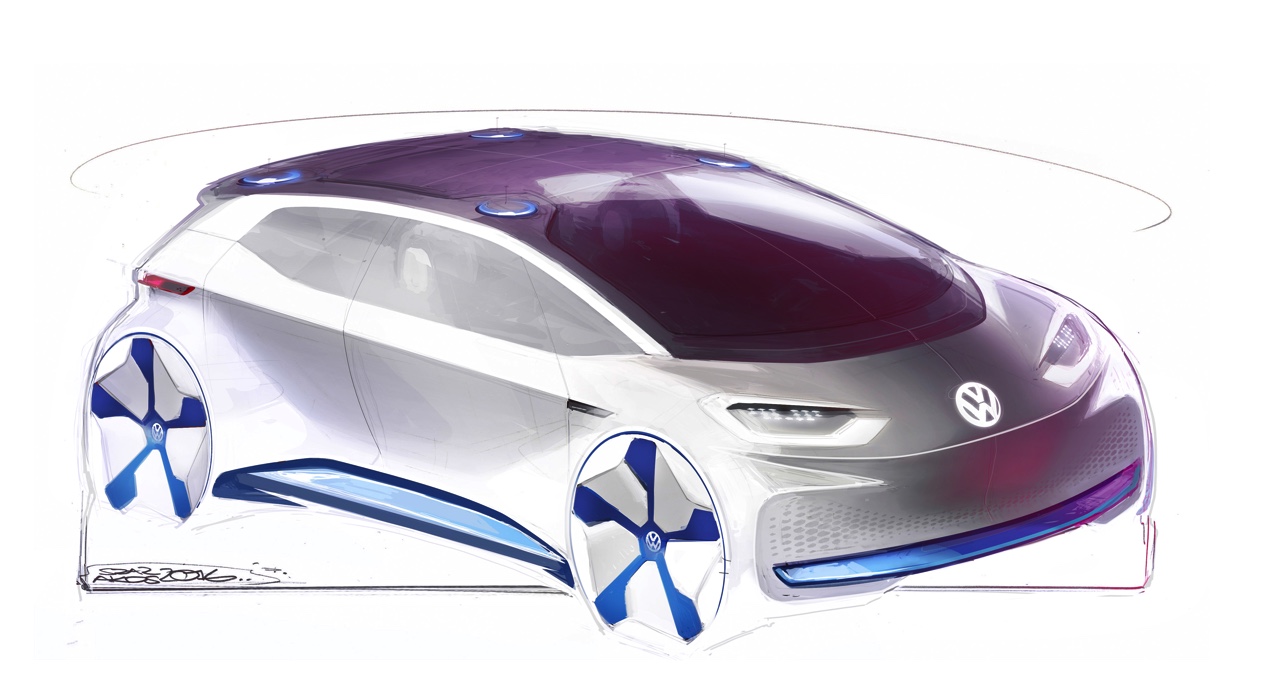 Volkswagen introduceert I.D. Concept op Autosalon Parijs 2016, een volledig elektrische Volkswagen met 600 kilometer actieradius en zelfrijdende functie vanaf 2025;
