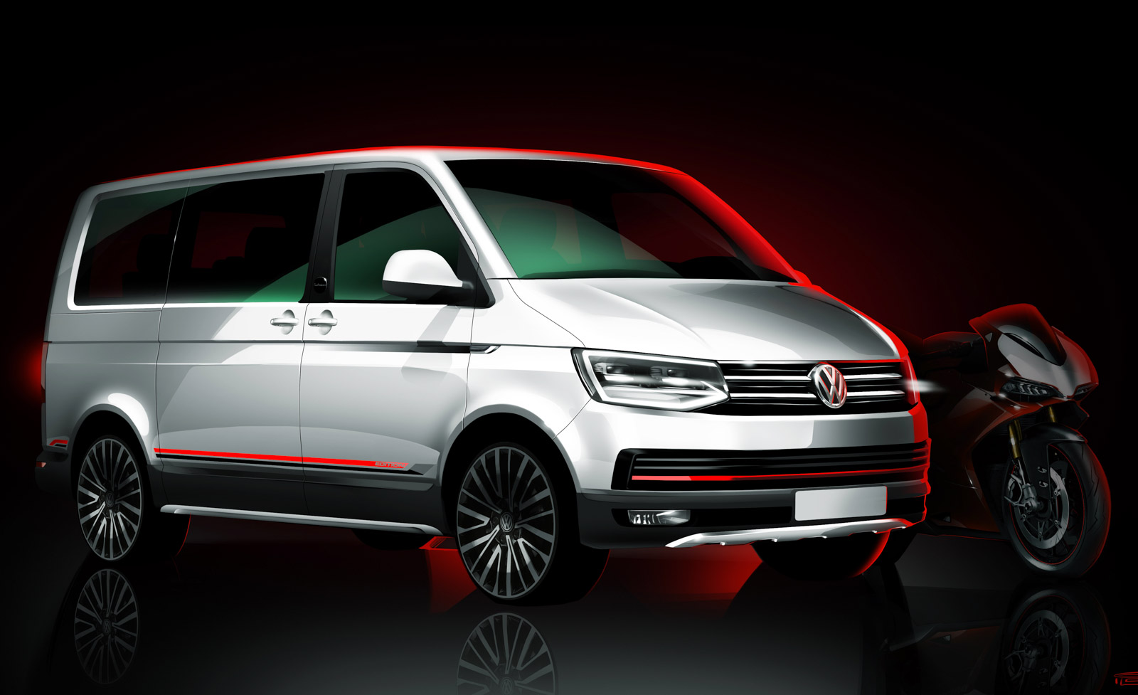 Volkswagen Multivan Panamericana is uitstekend geschikt om een motorfiets in te laden.