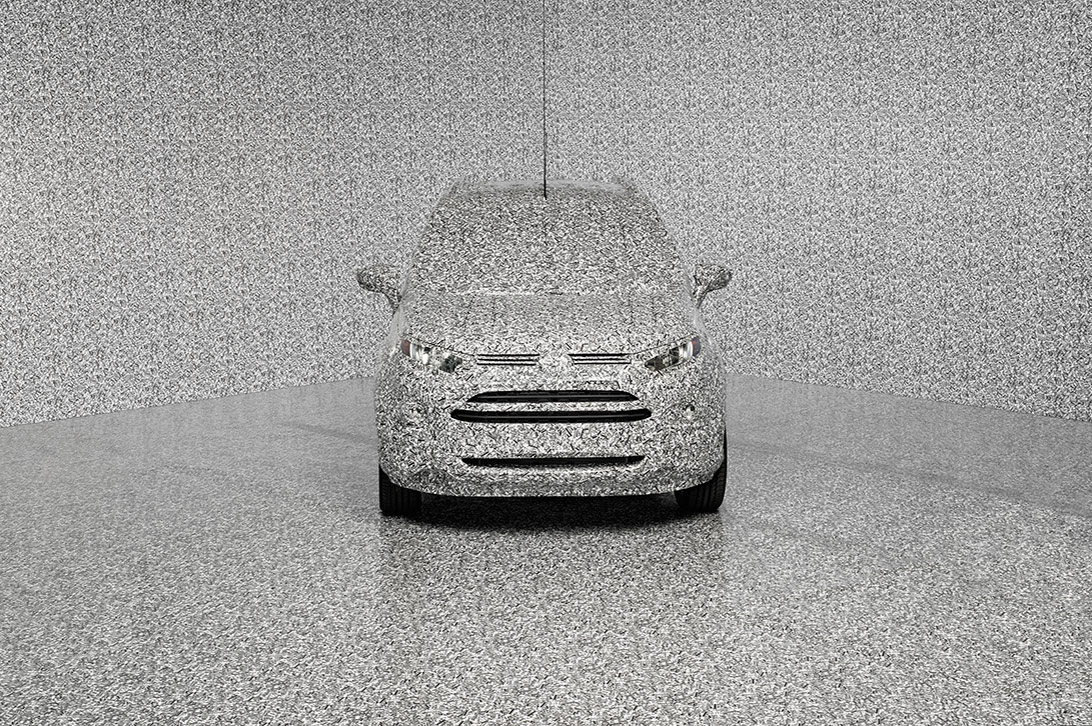 Ford ontwikkelt nieuwe 3D camouflage om het design van prototypen nog even onder de pet te houden. Deze 3D Brick camouflage werd in twee maanden ontwikkeld.