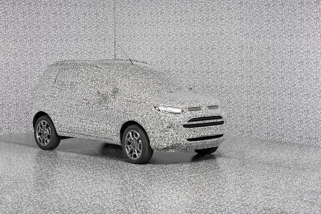Ford ontwikkelt nieuwe 3D camouflage om het design van prototypen nog even onder de pet te houden. Deze 3D Brick camouflage werd in twee maanden ontwikkeld.