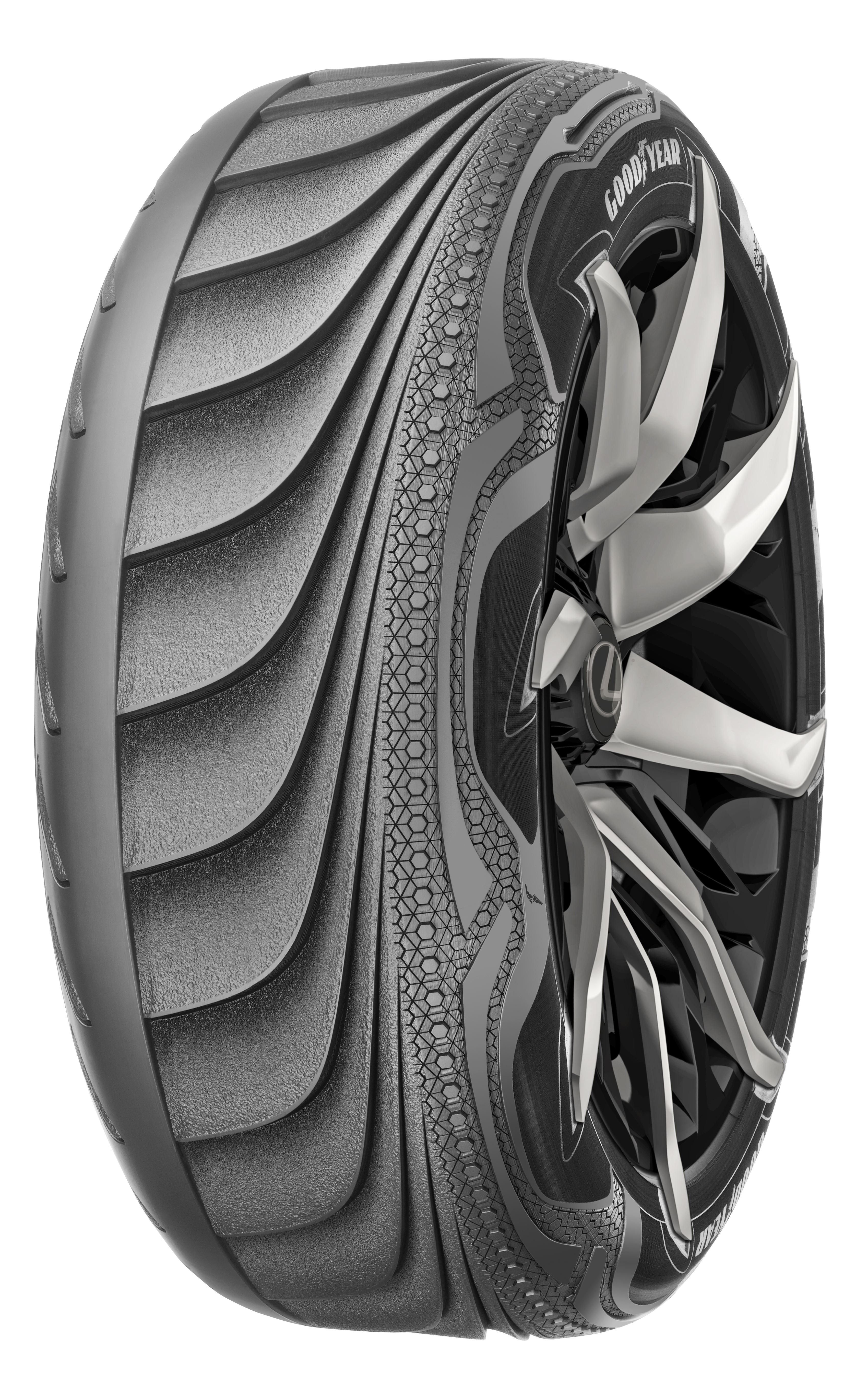 Goodyear BHO3 prototype band kan al rijdend elektriciteit opwekken voor de accu van (elektrische) auto's.