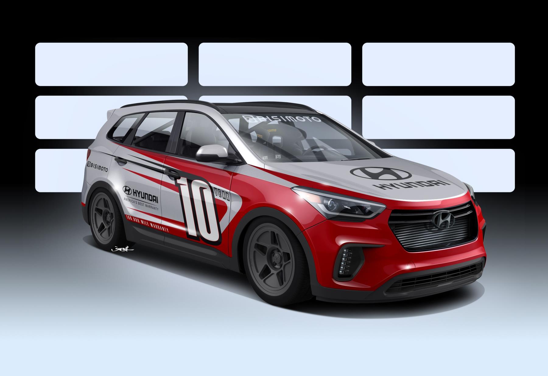 De Hyundai Santa Fe is er nu ook met 1000 pk. Hij krijgt dan ook de naam Santa Fast mee. Het is echter wel een one-off.