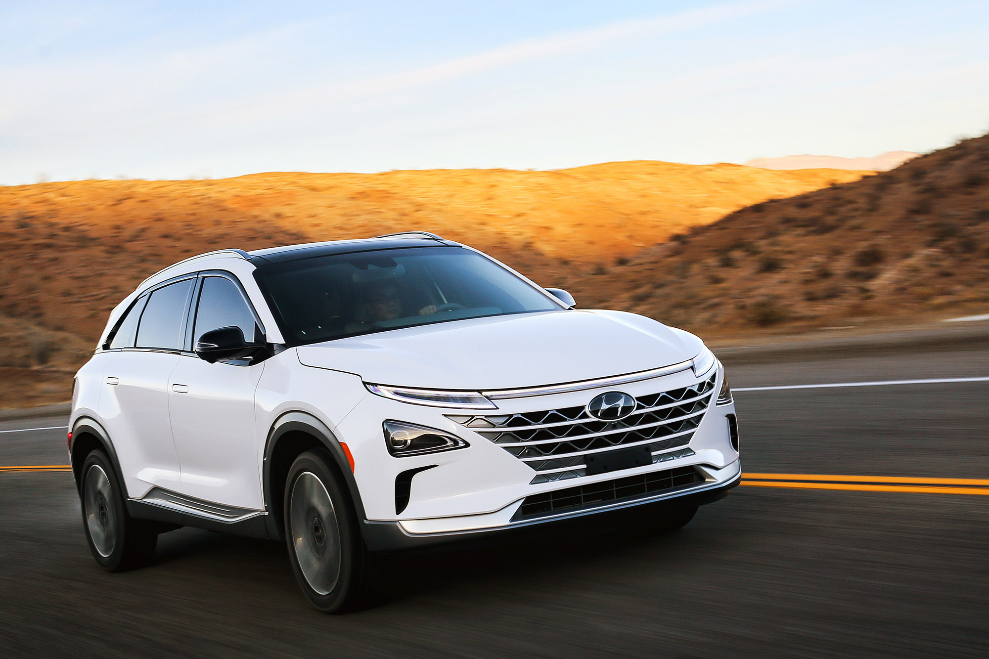 Hyundai onthulde de nieuwe Nexo op waterstof in las Vegas.