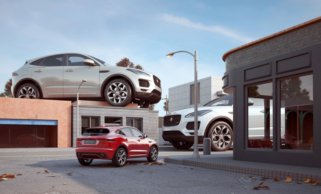 Digitaal kunstenaar Chris Labrooy maakte een aantal bijzondere beelden van de Jaguar E-Pace.