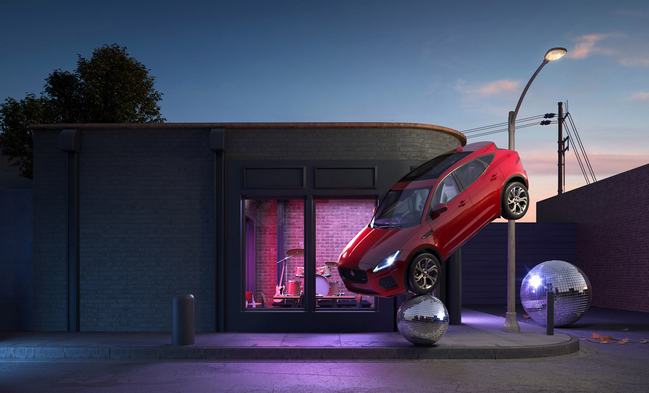 Digitaal kunstenaar Chris Labrooy maakte een aantal bijzondere beelden van de Jaguar E-Pace.