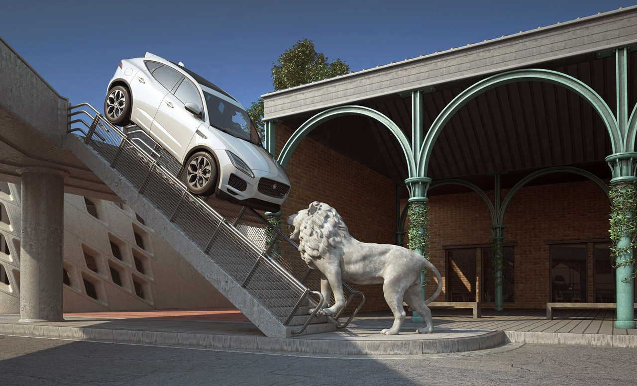 Digitaal kunstenaar Chris Labrooy maakte een aantal bijzondere beelden van de Jaguar E-Pace.