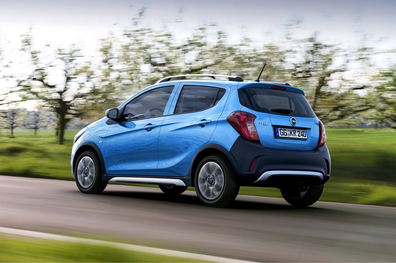 De Opel Karl komt ook als Rocks-uitvoering, iets hoger op de pootjes en met 'off-road'-aankleding.