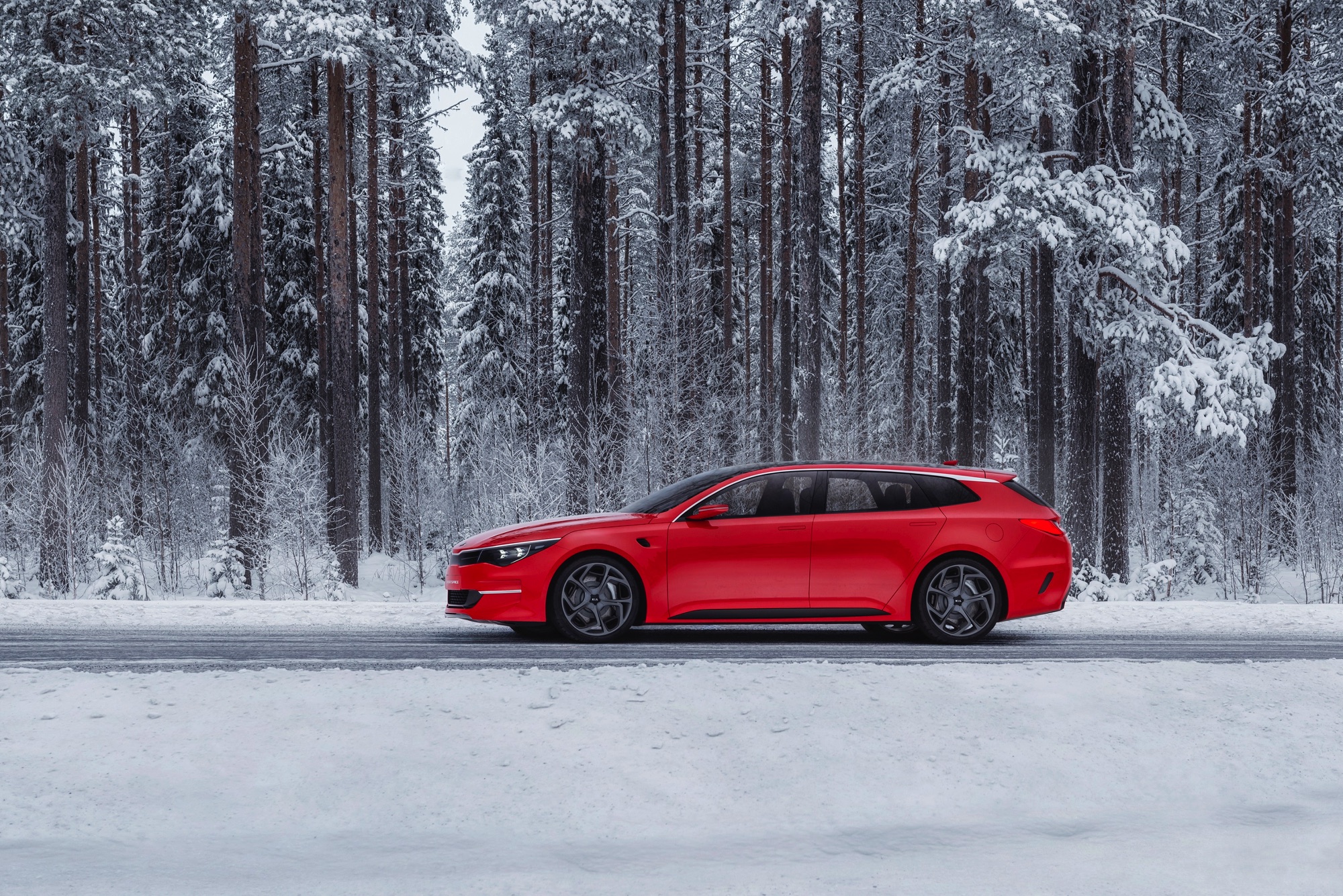 Grote wielen, uitgeklopte wielkasten, knalrood en met flinke uitlaten. We hebben het hier over Kias nieuwste conceptcar, de Sportspace, binnenkort te zien in Genve.
