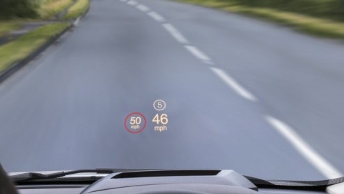 Laser head-up display voor Range Rover Evoque.