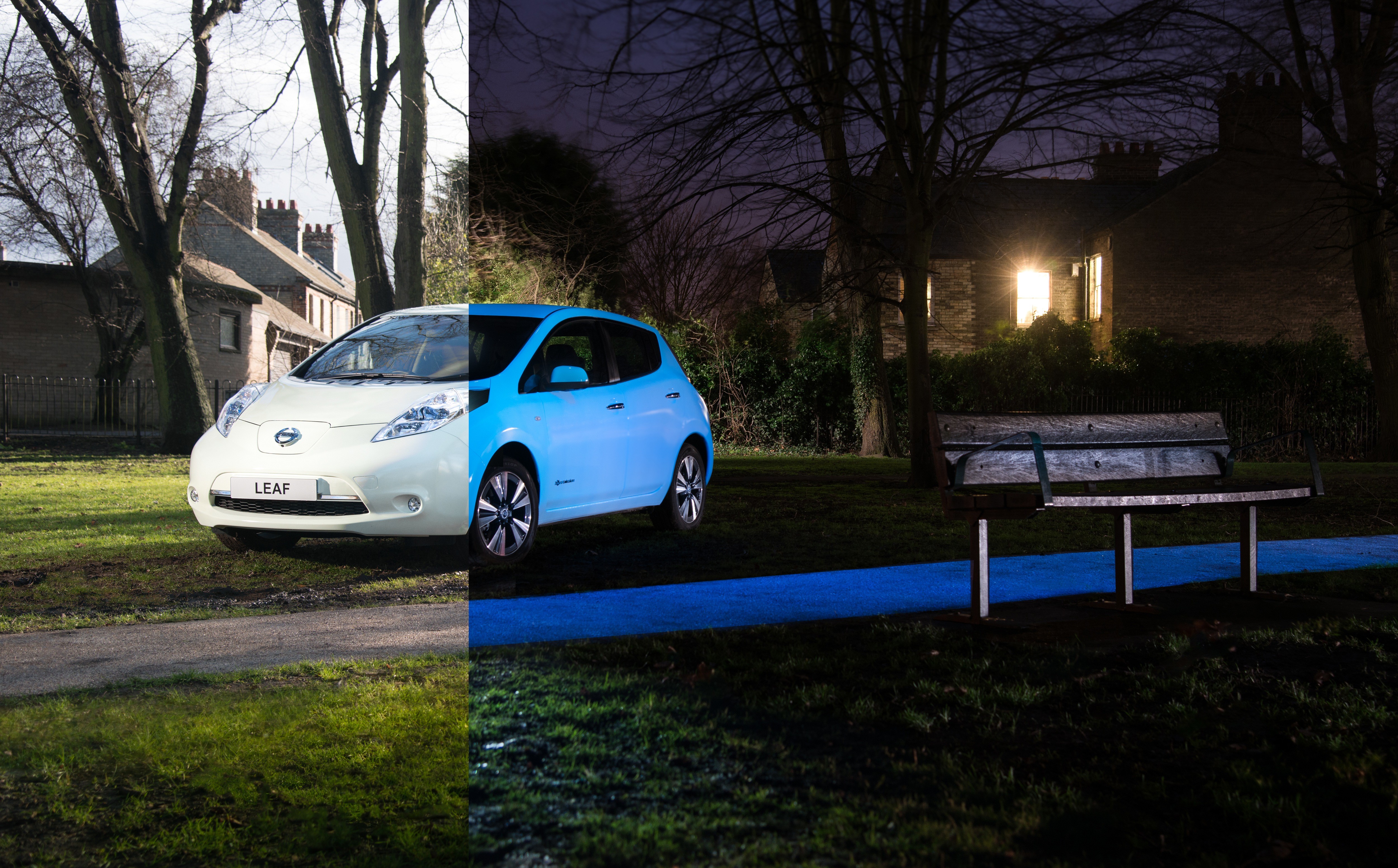 Speciale Nissan LEAF met lichtgevende glow-in-the-dark-lak onthuld.