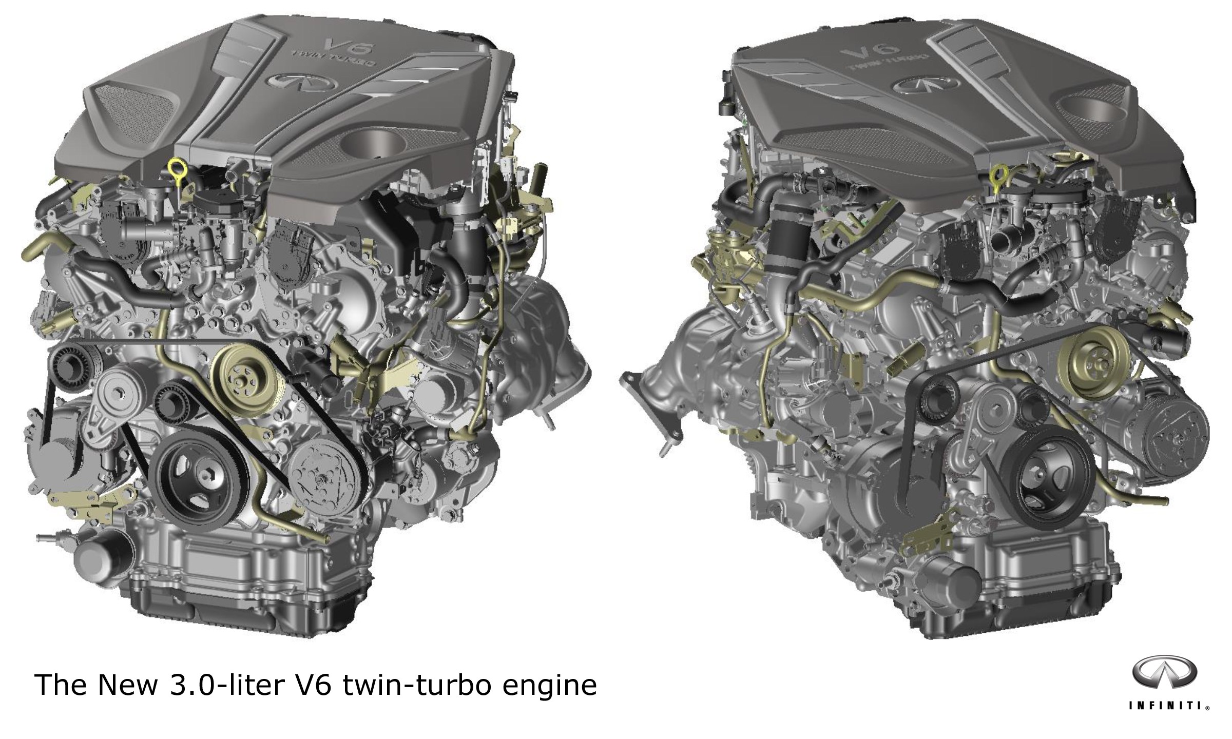 Infiniti vernieuwt de Q50 sedan met een beter onderstel en nieuwe 3.0 VR bi-turbo V6 motor.