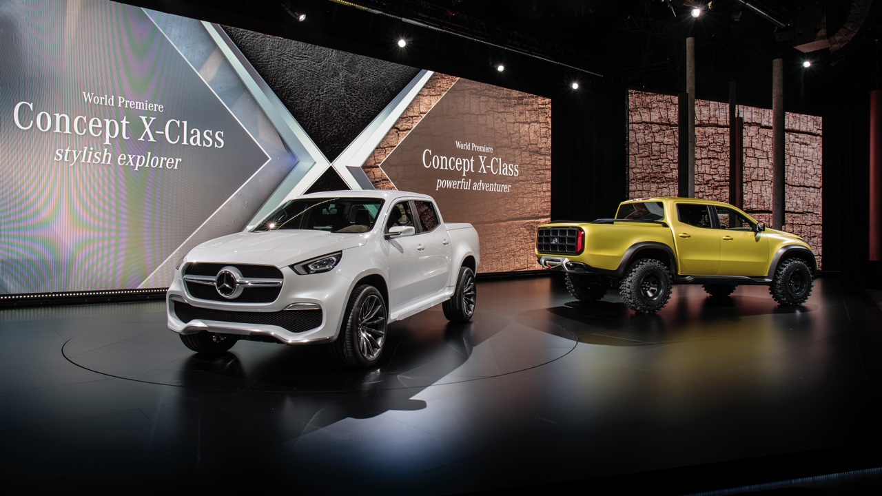 Mercedes toont studiemodel van de X-Klasse, de nieuwe modelreeks voor pick-ups van Mercedes-Benz. Na de presentatie van de Concept X-Klasse start de productie van de pick-up in 2017.