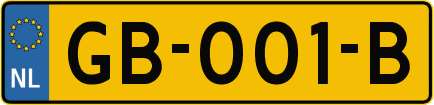 Nieuwe kentekenserie RDW wordt vandaag voor het eerst uitgegeven en start met GB-001-B.