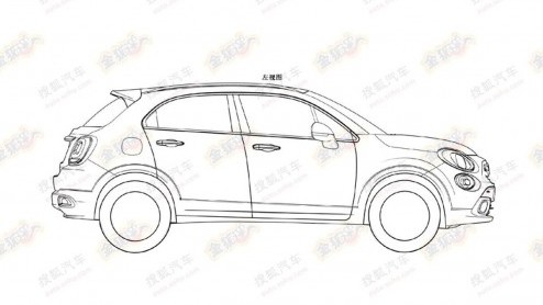 Een Aziatische website heeft de patentschetsen van de Fiat 500X op het web geslingerd. De crossover wordt dit jaar gepresenteerd, wellicht al in Genve.