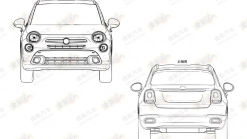 Een Aziatische website heeft de patentschetsen van de Fiat 500X op het web geslingerd. De crossover wordt dit jaar gepresenteerd, wellicht al in Genve.