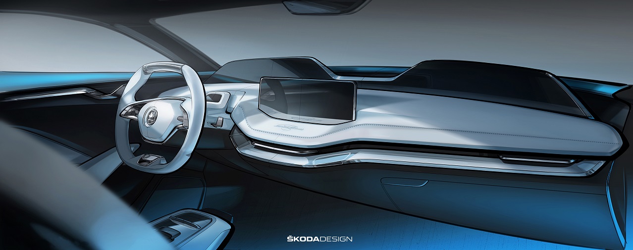 Nadat het merk vorige week de Vision E conceptcar onthulde, laat Skoda nu ook het interieur zien. We zien veel ruimte, veel schermen en draaibare stoelen.