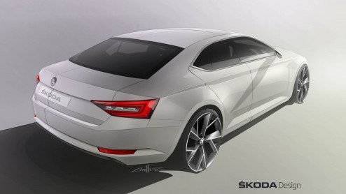 Halverwege februari wordt de Superb voor het eerst onthuld, maar tot die tijd houdt Skoda ons warm met designtekeningen.