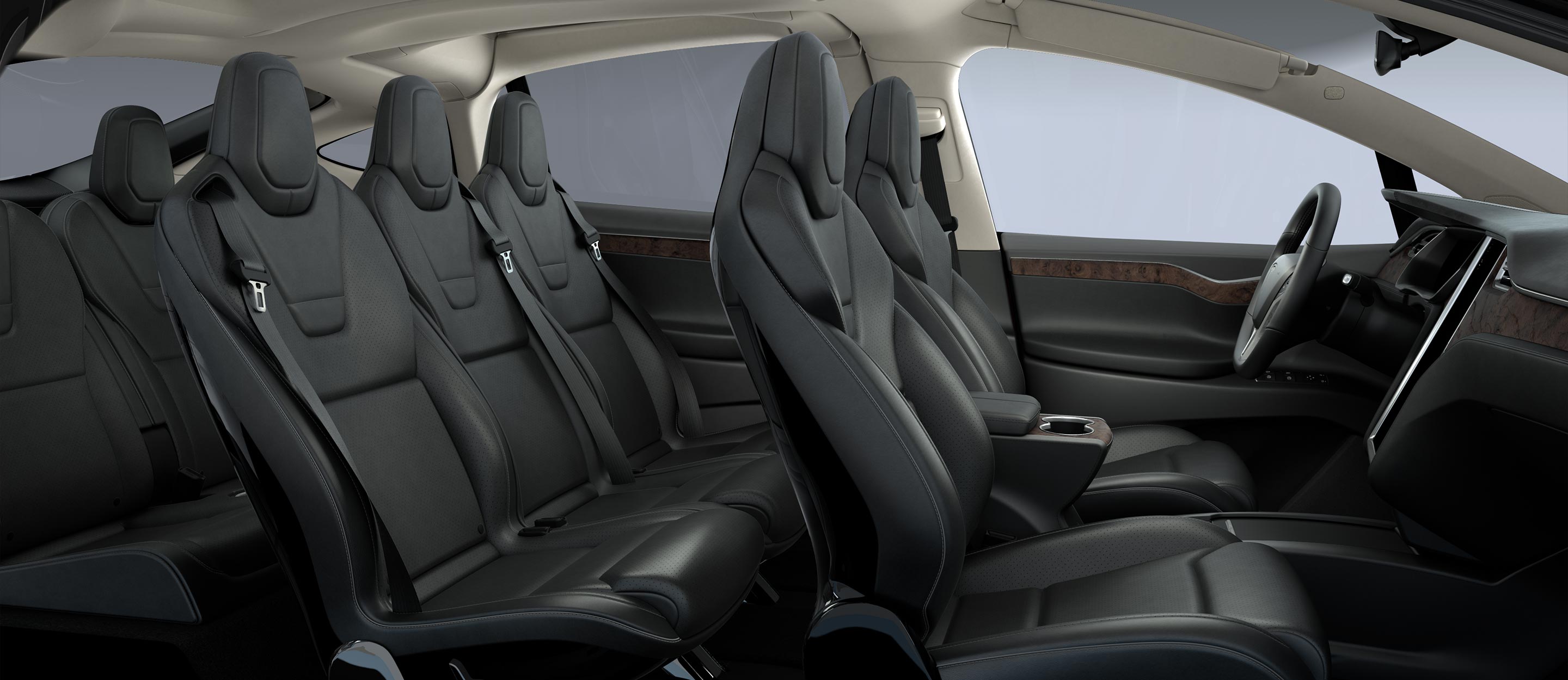 De nieuwe Tesla Model X is de eerste elektrische SUV of crossover van Tesla, met 400 kilometer actieradius, een interieur voor zeven personen en 2200 kg trekgewicht.