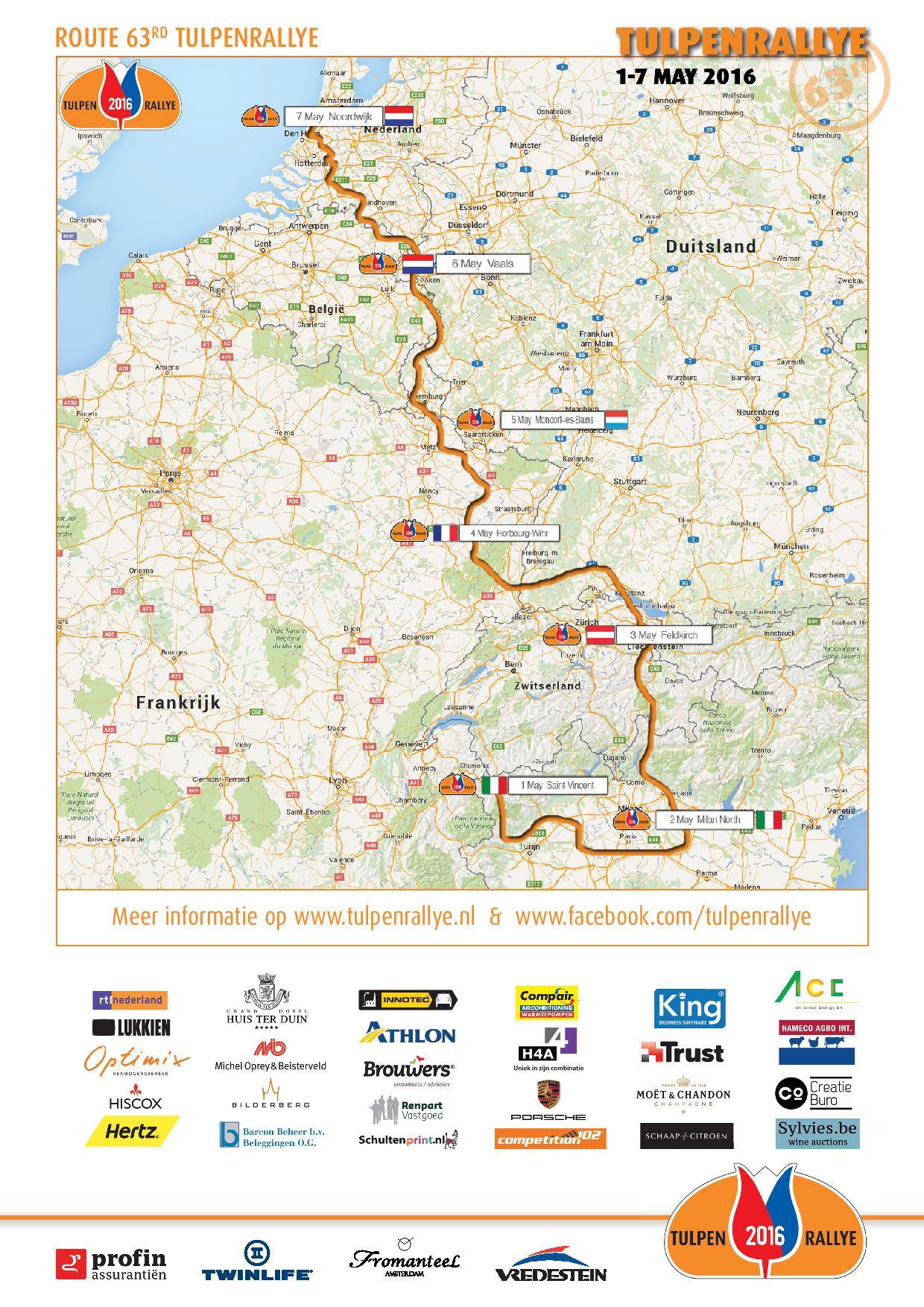 De Tulpenrallye 2016 is in aantocht. De historische klassiekerrally gaat op 1 mei van start in Saint-Vincent en eindigt wederom bij Grand Hotel Huis ter Duin in Noordwijk.