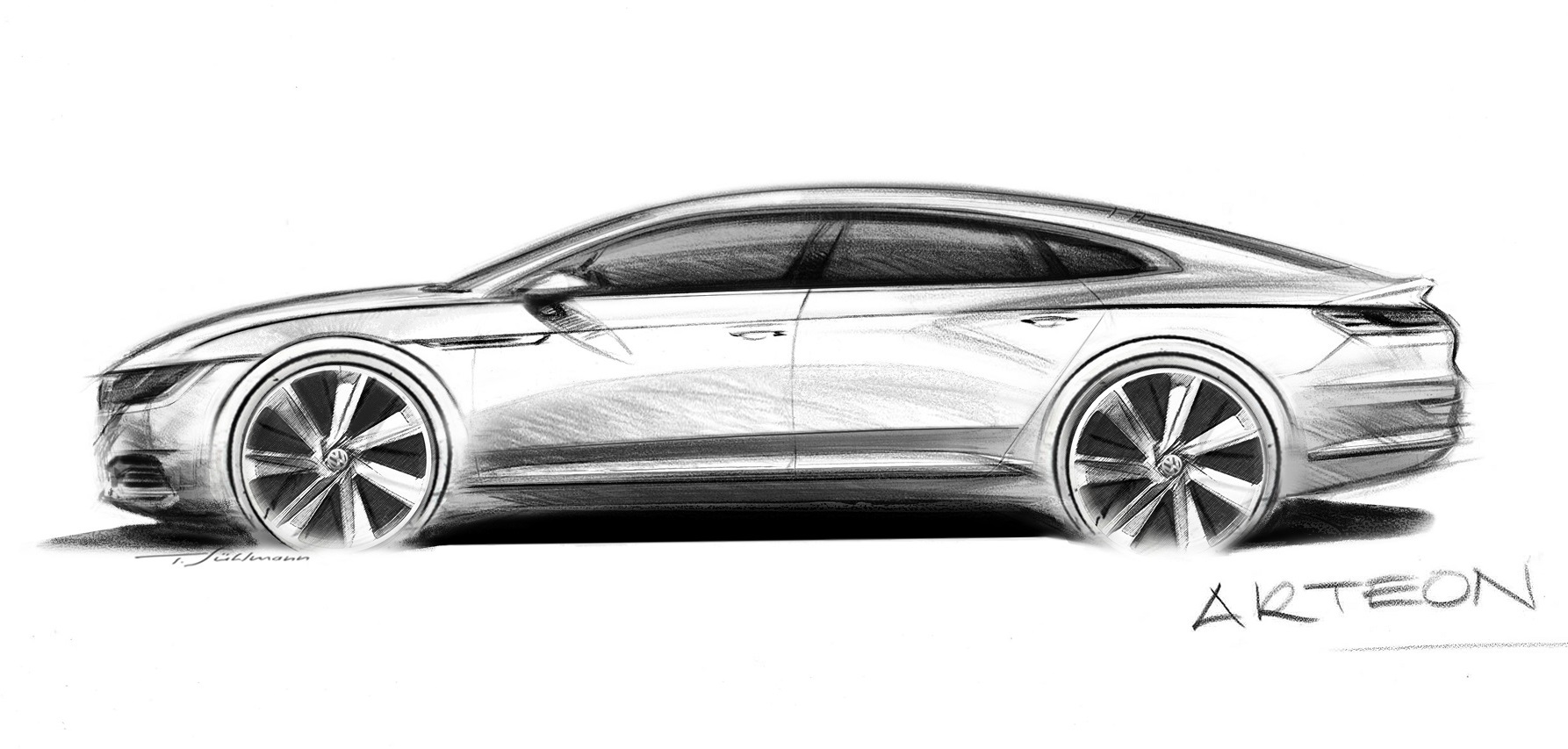 Volkswagens nieuwe vijfdeurs fastback gaat geen CC heten, maar Arteon. Vandaag presenteert Volkswagen de eerste schets. Toch weten we al hoe hij er uiteindelijk uit gaat zien