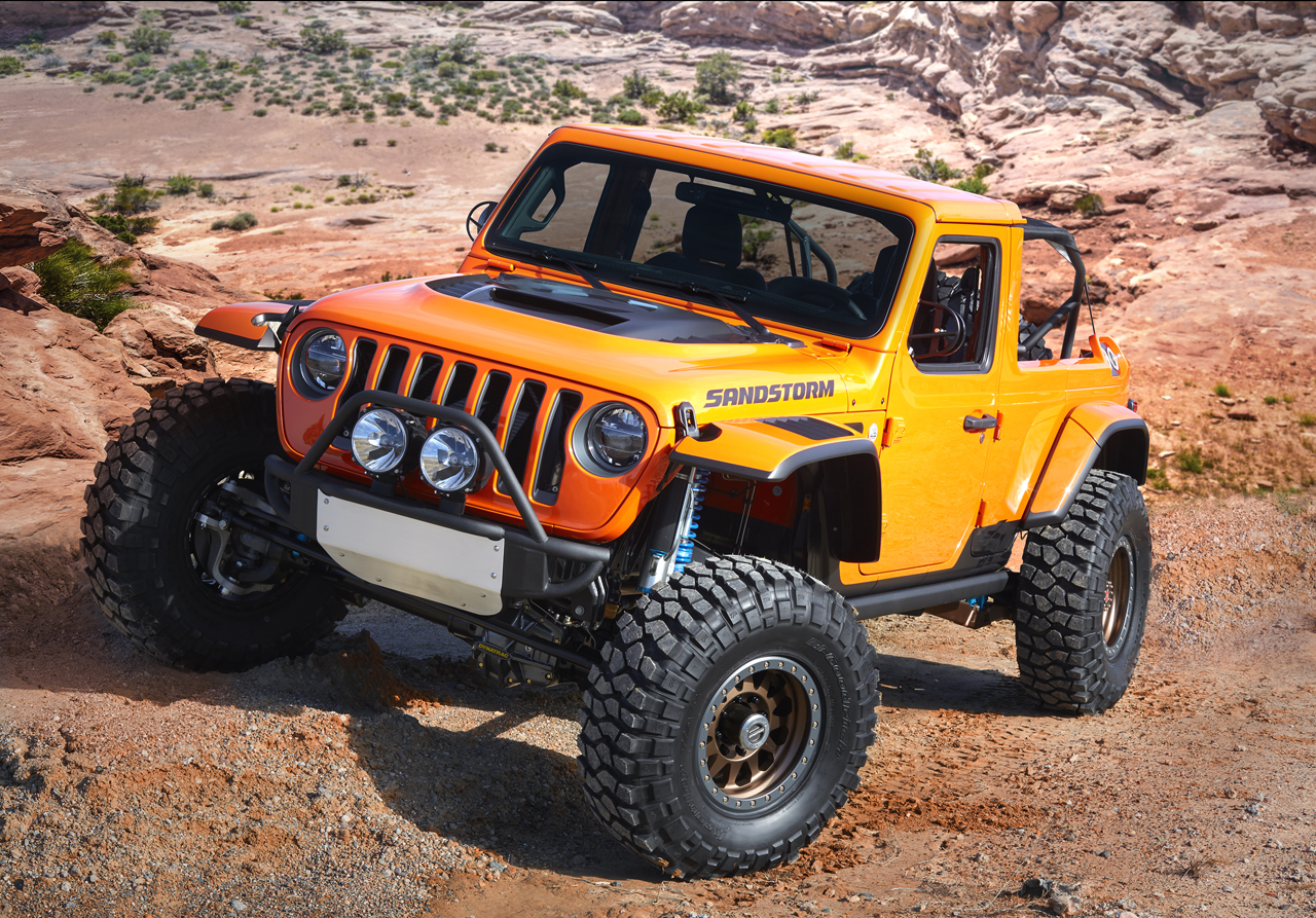 Jeep presenteert traditioneel rond Pasen zeven opgeleukte modellen, deze keer van de Wrangler, Renegade en oude Wagoneer.