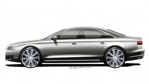 Komende woensdag haalt Audi het doek van de vernieuwde A8. Met een paar schetsen van het exterieur probeert Audi de spanning wat op te bouwen. Aan verdere informatie ontbreekt het nog.