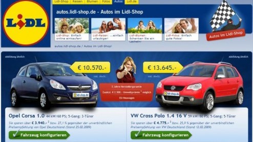 Toevallig een Corsa of Crosspolo op het oog? De Duitsers kunnen bij de supermarktketen Lidl terecht! Daar zijn beide modellen online te bestellen, tegen zeer aantrekkelijke prijzen.