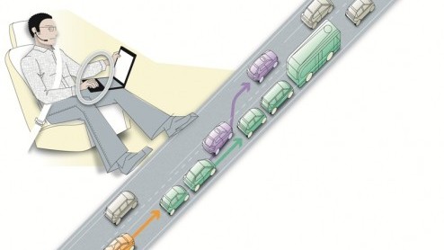 Volvo neemt deel aan een Europees project waarbij gexperimenteerd wordt met road train techniek  autos die zelf op de weg sturen alsof er rails ligt. Nog dit jaar gaat het projectteam een eerste on