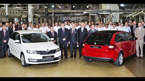 Skoda heeft deze week de productielijn van de Rapid Spaceback opgestart in de fabriek in Mlad Boleslav, Tsjechi. De compacte hatchback maakt zijn werelddebuut op de IAA in Frankfurt.