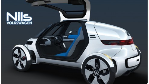 Dit is Nils. Nils is een eenpersoons concept car van Volkswagen, geschikt voor het stadsverkeer van de toekomst. En dus niet alleen heel compact, maar ook elektrisch aangedreven.