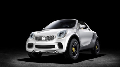 Na schetsen van de smart for-us zien we nu het eindresultaat in Detroit staan. De elektrisch aangedreven pick-up is af. Maar of-ie in productie gaat