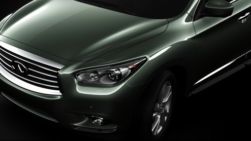 En we puzzelen vrolijk door met de nieuwe Infiniti JX Concept. Vandaag is wederom een fotostukje van het studiemodel vrijgegeven, dat volgende maand wordt onthuld op Pebble Beach. Dit keer is de achte