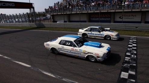 Ford Mustang 50 jaar gevierd op Circuit Park Zandvoort. Tevens debuut nieuwe generatie Mustang.