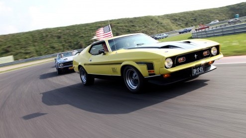Ford Mustang 50 jaar gevierd op Circuit Park Zandvoort. Tevens debuut nieuwe generatie Mustang.
