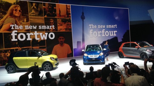 Nieuwe smart fortwo model 453 en forfour onthuld in Berlijn. Alle details nieuwe smart modellen.