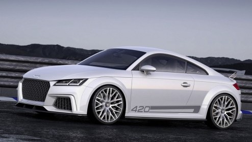 Behalve de productieversie van de gloednieuwe TT toont Audi in Genve ook deze TT Quattro Sport Concept. Een voorproefje van de TT RS? Qua looks misschien wel, maar qua techniek niet.