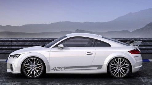 Behalve de productieversie van de gloednieuwe TT toont Audi in Genve ook deze TT Quattro Sport Concept. Een voorproefje van de TT RS? Qua looks misschien wel, maar qua techniek niet.
